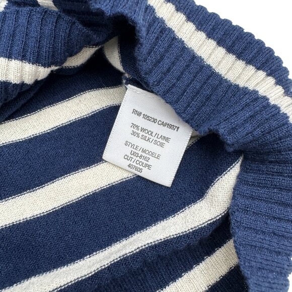 Joie Women's Wool Silk Blue White Striped Full Zip Hoodie Jacket, Size L - Picture 4 of 7